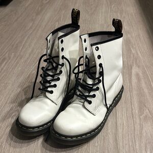 Dr. Martens White Boots with Black Laces